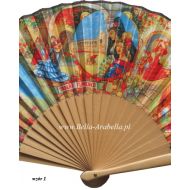 wachlarz motyw HISZPAŃSKI 23cm - RÓŻNE wzory - PROMOCJA - wzór1, zbliżenie środek - wachlarz35_natural_lakierowany_motyw_hiszpanski_23cm_tablao_flamenco,_zblizenie_srodek_bis.jpg