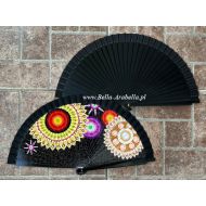 wachlarz hiszpański KOLOROWE MANDALE 23 cm - y_wachlarze7999_pelne_nadruk_kolorowe_kolka_23cm_desiguele_czarne.jpg